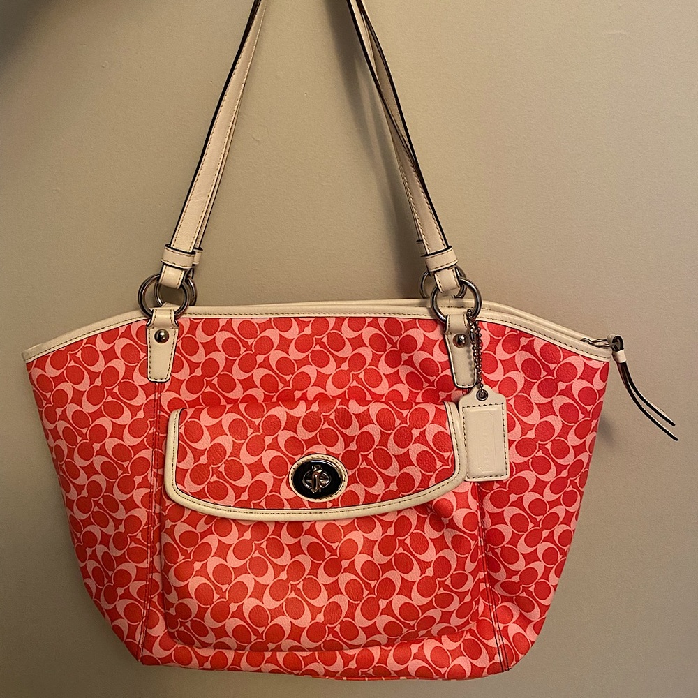 Pink Coach Logo Purse